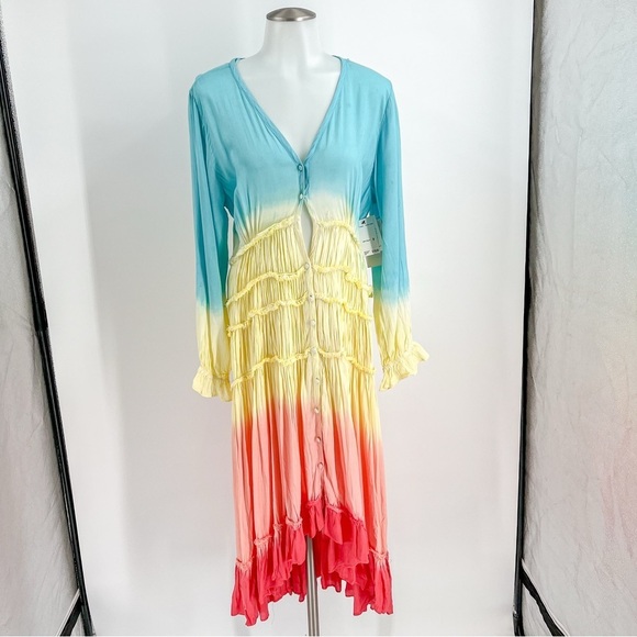 NWT For The Republic Tie Dye Button Front Dress - Picture 1 of 11